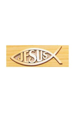 JESUS 魚形立體貼飾 (金色)