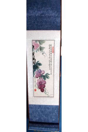 "葡萄樹與枝子"書法掛軸 - 約翰福音15:5 (中幅)