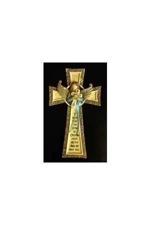 十字架與天使藍色飄帶Cross with Angel & Blue ribbon in Gift Box