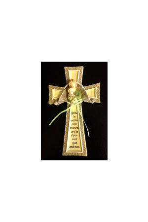 十字架與天使 綠色飄帶Cross with Angel & Blue ribbon in Gift Box