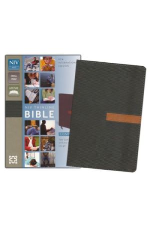 NIV Thinline Compact Bible-soft leather-look,dark taupe/graphite